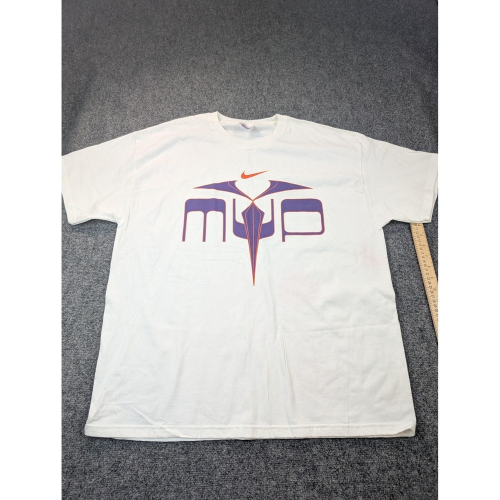 Hanes Heavyweight Shirt Mens XL White Nike MVP Graphic Tee Basketball‎ Sports